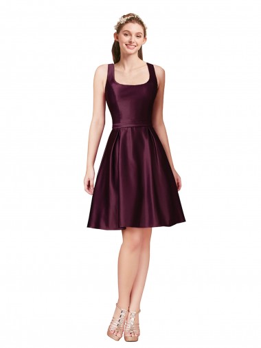 Bateau Neck Sleeveless V-Back Knee Length Prom Dress Canada Supplier