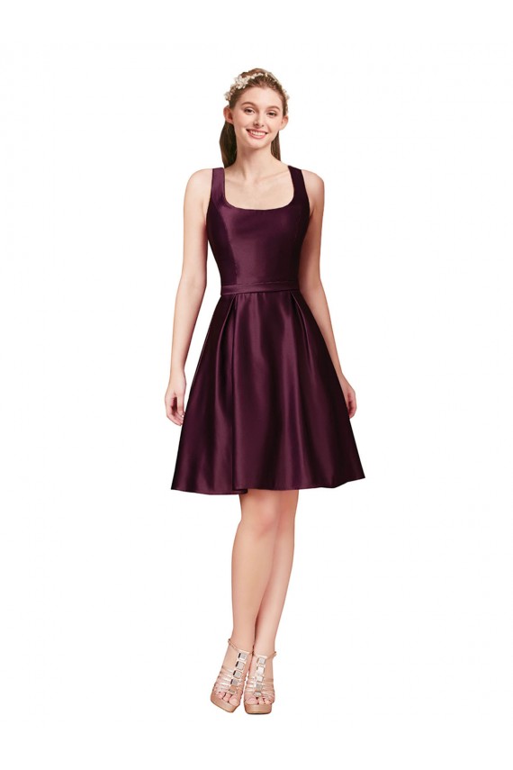 Bateau Neck Sleeveless V-Back Knee Length Prom Dress Canada Supplier