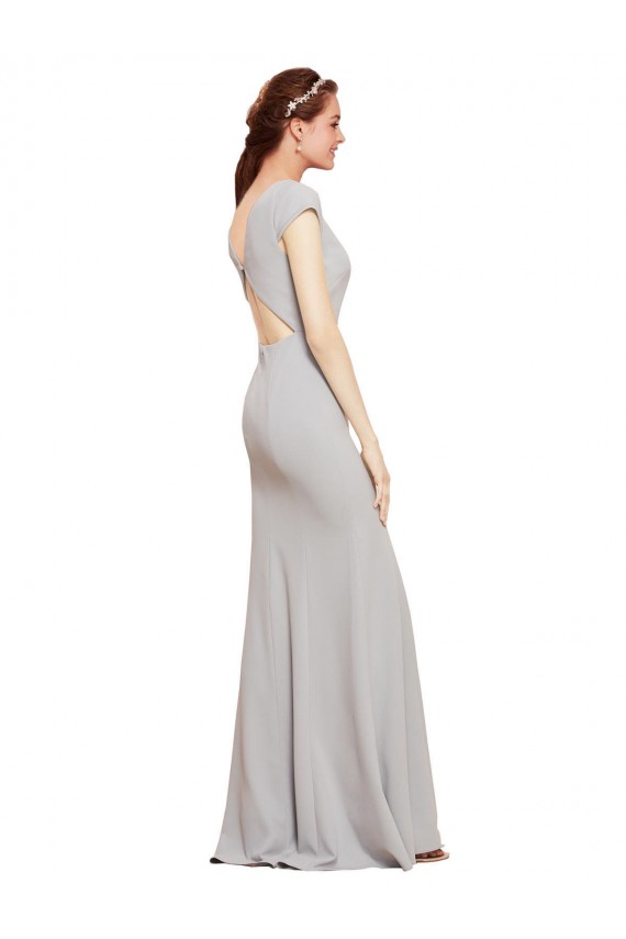 Dark Navy Boat Neck Sleeveless Open Back Long Sexy Prom Dress Canada Supplier
