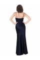 Dark Navy Cowl Neck Sleeveless Long Sexy Prom Dress Canada Supplier