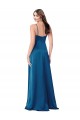 Peacock Blue Cowl Neck Sleeveless Low Back Long Prom Dress Canada Supplier