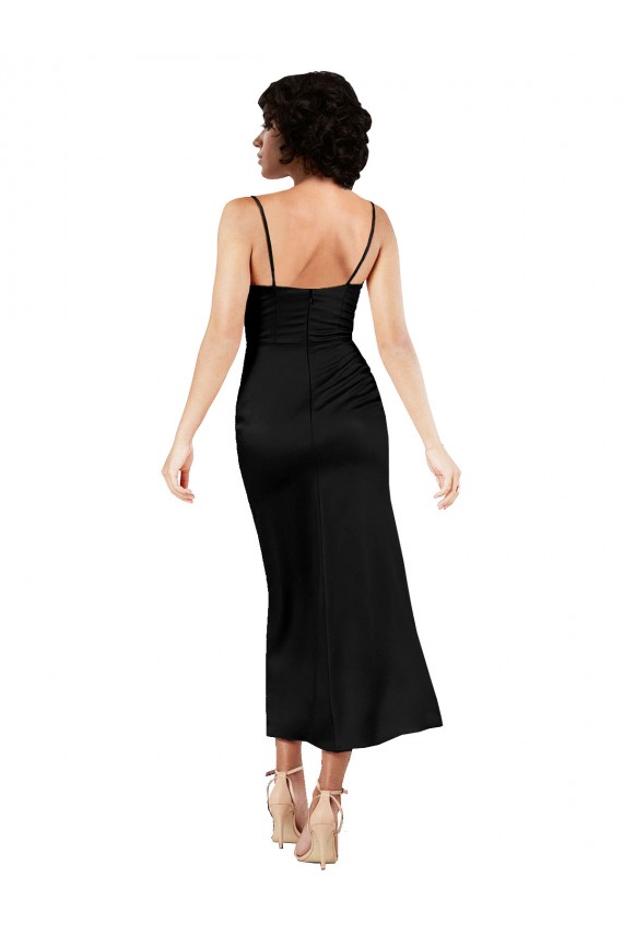 Black Cowl Neck Sleeveless Tea Length Evening Prom Gowns Canada Supplier