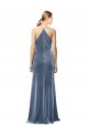 Dusty Blue Cowl Neck Sleeveless Keyhole Back Long Prom Dress Canada Supplier