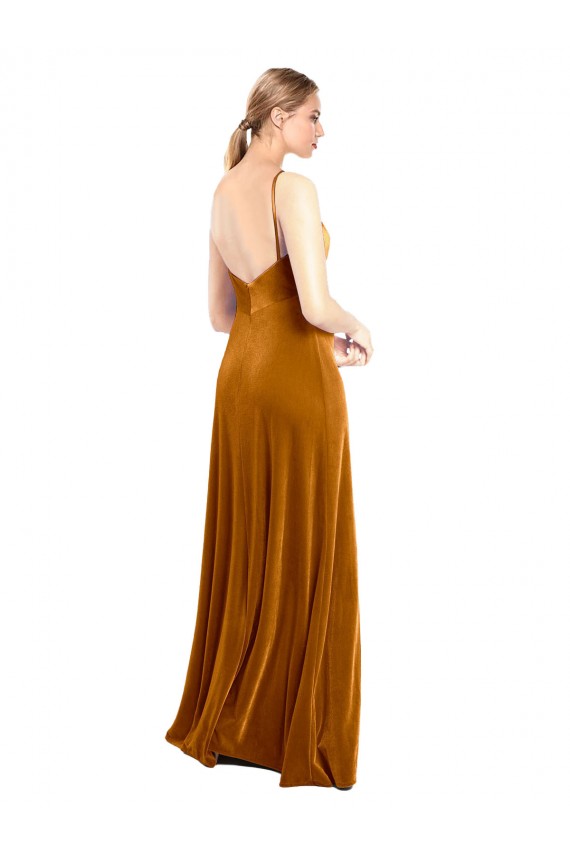 Gold Cowl Neck Sleeveless Long Evening Prom Gowns Canada Supplier