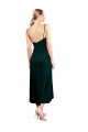 Dark Green Cowl Neck Sleeveless Low Back Midi Length Prom Dress Canada Supplier