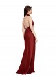 Burgundy Halter Neck Sleeveless Backless Long Prom Dress Canada Supplier