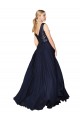 Dark Navy High Neck Sleeveless V-Back Long Prom Dress Canada Supplier