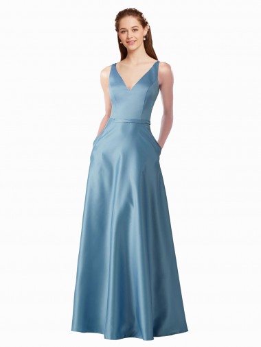 High Neck Sleeveless Satin Long Evening Prom Gowns Canada Supplier