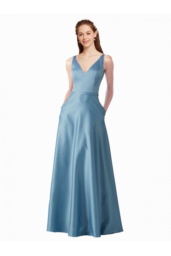 High Neck Sleeveless Satin Long Evening Prom Gowns Canada Supplier