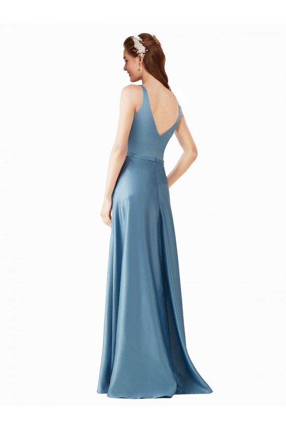 High Neck Sleeveless Satin Long Evening Prom Gowns Canada Supplier