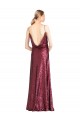 Burgundy High Neck Sleeveless Sequin Long Prom Dress Canada Supplier