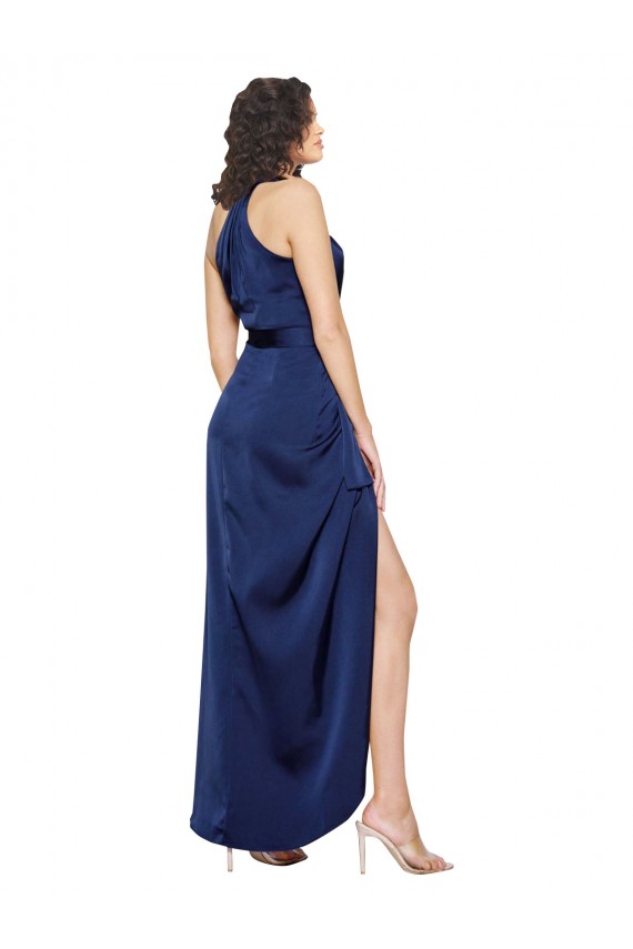 Sapphire High Neck Sleeveless Long Prom Dresses Canada Supplier