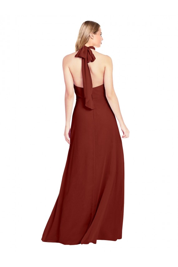 Burgundy High Neck Sleeveless Open Back Long Evening Prom Gowns Canada Supplier