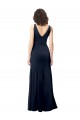 Dark Navy High Neck Sleeveless V-Back Stretch Crepe Long Prom Dress Canada Supplier