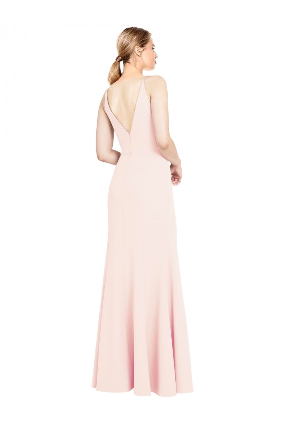Pink High Neck Sleeveless V-Back Long Prom Dress Canada Supplier