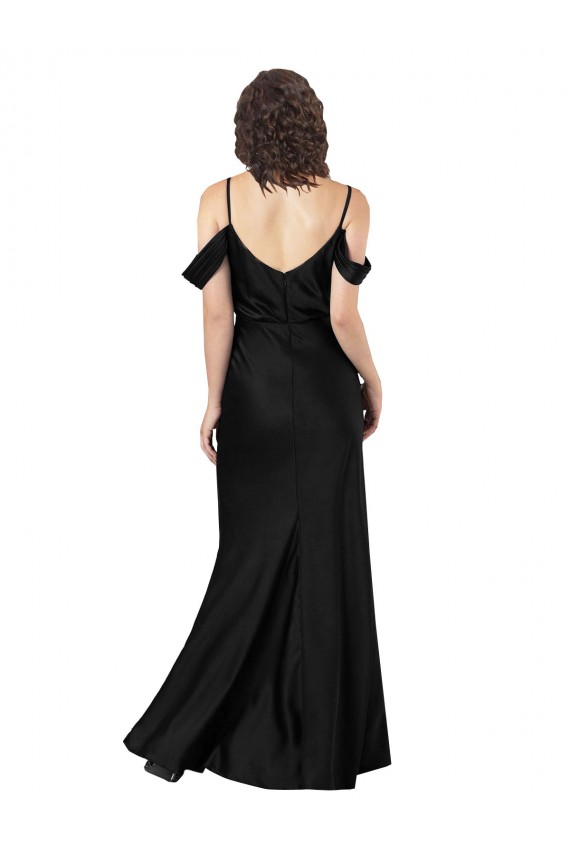 Black Off the Shoulder Sleeveless Low Back Long Sexy Prom Dress Canada Supplier