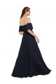 Dark Navy Off the Shoulder Sleeveless Luxe Chiffon Long Prom Dress Canada Supplier
