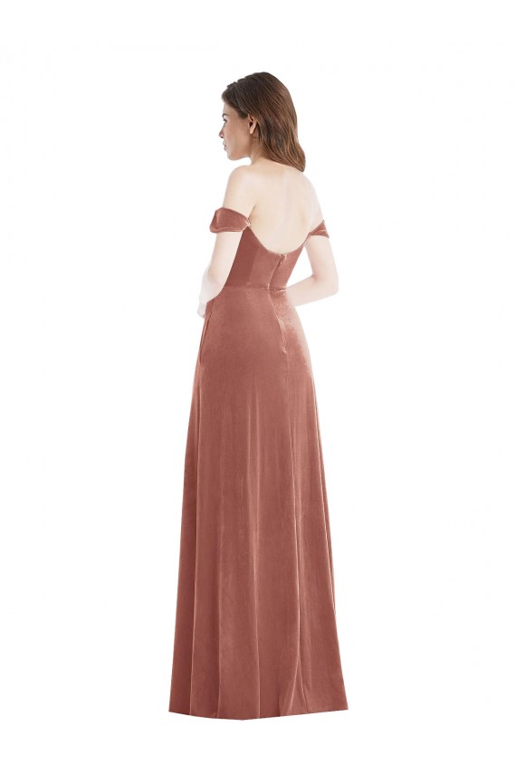 Cinnamon Rose Off the Shoulder Sleeveless Long Prom Dress Canada Supplier