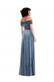 Dusty Blue Off the Shoulder Sleeveless Long Prom Dress Canada Supplier