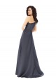 Slate Grey One Shoulder Sleeveless Satin Long Prom Dress Canada Supplier