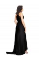 Black One Shoulder Sleeveless Silky Satin Long Sexy Prom Dress Canada Supplier
