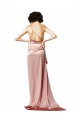 Dusty Pink One Shoulder Sleeveless Open Back Long Sexy Prom Dress Canada Supplier