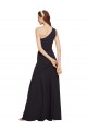 Dark Navy One Shoulder Sleeveless Stretch Crepe Long Prom Dresses Canada Supplier