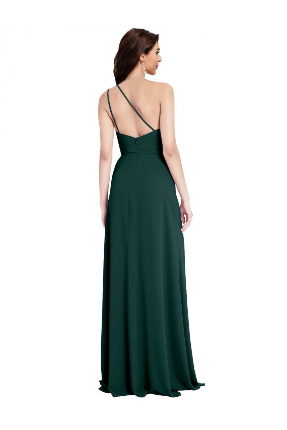 Midnight Green One Shoulder Sleeveless Open Back Long Prom Dress Canada Supplier