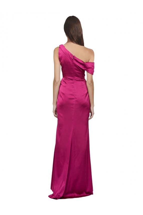 Fuchsia One Shoulder Sleeveless Long Prom Dress Canada Supplier