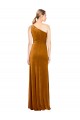 Gold One Shoulder Sleeveless Stretch Velvet Long Prom Dress Canada Supplier