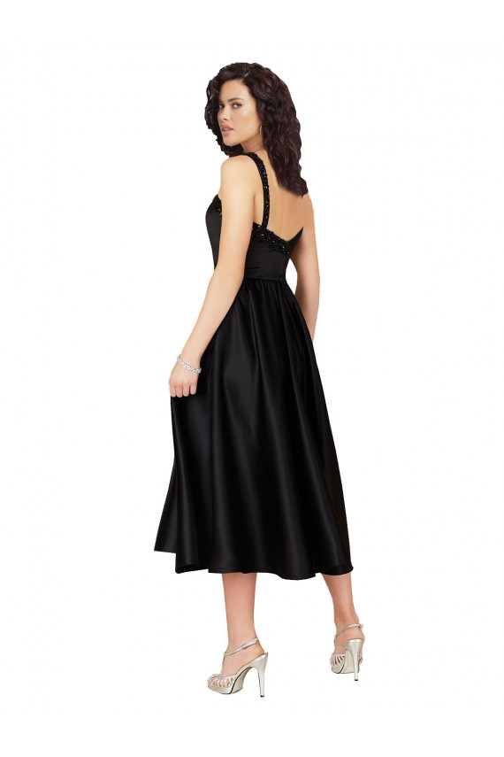 Black Square Neck Sleeveless Knee Length Prom Dress Canada Supplier