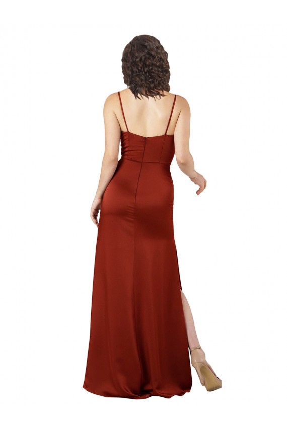 Red Square Neck Sleeveless Low Back Long Prom Dress Canada Supplier