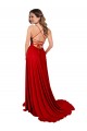 Red Square Neck Sleeveless Criss Cross Open Back Long Prom Dress Canada Supplier