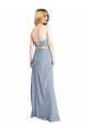 Smoke Blue Square Neck Sleeveless Criss Cross Open Back Long Evening Prom Gowns Canada Supplier