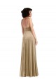 Champagne Square Neck Sleeveless Long A-Line Prom Dress Canada Supplier
