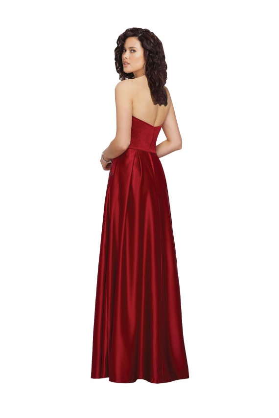 Dark Red Strapless Sleeveless Long Prom Dress Canada Supplier