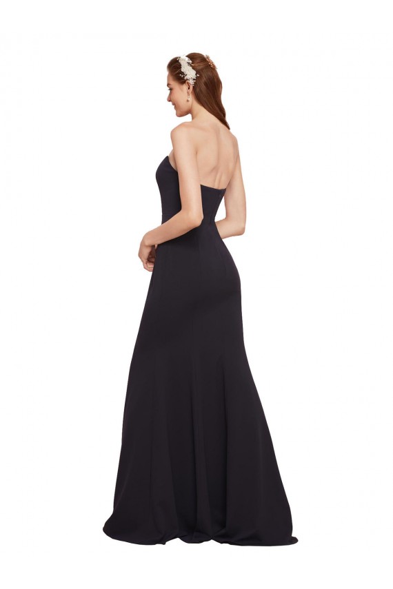 Dark Navy Strapless Sleeveless Low Back Long Bridal Party Dress Canada Supplier