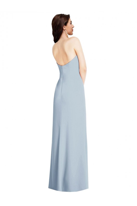 Light Sky Blue Strapless Sleeveless Low Back Long Prom Dress Canada Supplier