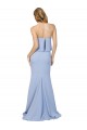 Light Sky Blue Strapless Sleeveless Low Back Stretch Crepe Long Prom Dress Canada Supplier