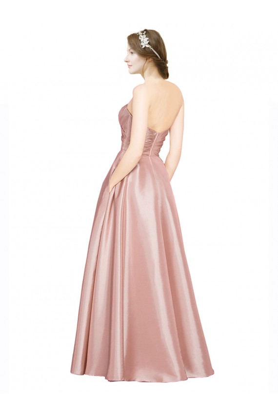 Strapless Sleeveless Low Back Stretch Satin Long Evening Prom Gowns Canada Supplier