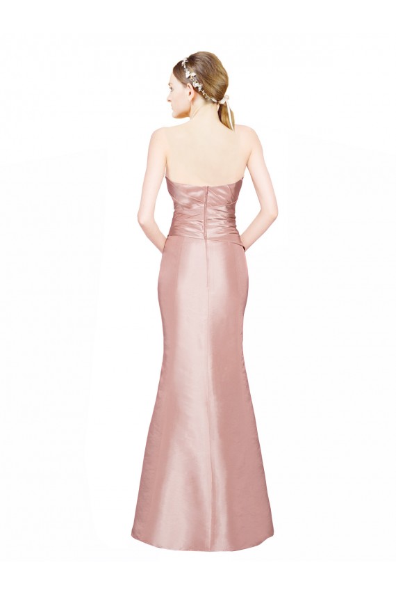 Strapless Sleeveless Low Back Stretch Satin Long Prom Dress Canada Supplier