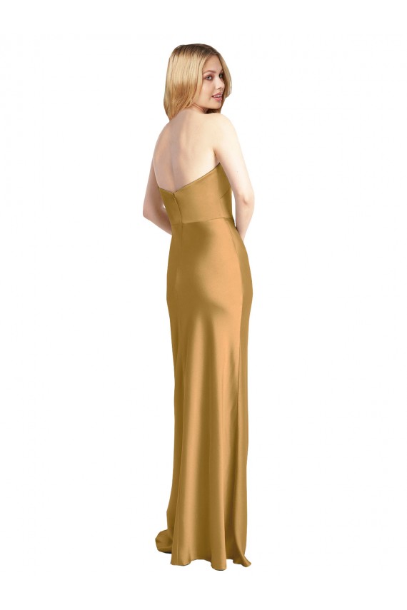 Gold Strapless Sleeveless Long Evening Prom Gowns Canada Supplier