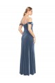 Dusty Blue Strapless Sleeveless Stretch Velvet Long Prom Dress Canada Supplier