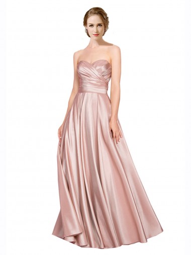 Strapless Sleeveless Low Back Stretch Satin Long Evening Prom Gowns Canada Supplier
