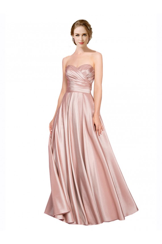 Strapless Sleeveless Low Back Stretch Satin Long Evening Prom Gowns Canada Supplier