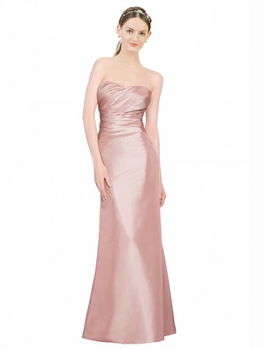 Strapless Sleeveless Low Back Stretch Satin Long Prom Dress Canada Supplier