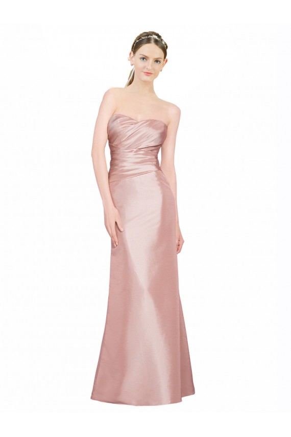 Strapless Sleeveless Low Back Stretch Satin Long Prom Dress Canada Supplier