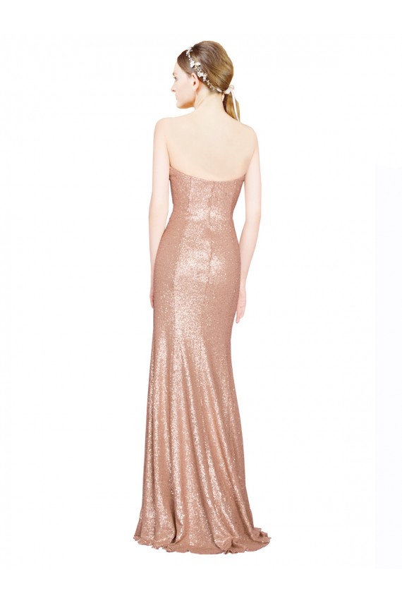 Rose Gold Sweetheart Sleeveless Low Back Long Prom Dress Canada Supplier
