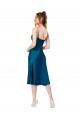 Peacock Blue V-Neck Sleeveless Low Back Midi Length Evening Prom Gowns Canada Supplier