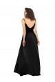 Black V-Neck Sleeveless Low Back Silky Satin Long Evening Prom Gowns Canada Supplier